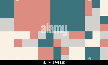 Abstract Geometric Pixelated Color Block Pattern with Squares, Minimalist Muted Tone Mosaic Vector Background Stock Vector