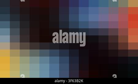 Abstract Pixelated Gradient Mosaic Pattern with Dark Multicolor Squares, Digital Pixel Art Vector Background Stock Vector