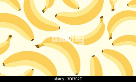 Seamless Banana Pattern with Bright Yellow Tropical Fruits, Minimalist Vector Food Background Stock Vector