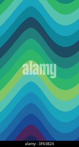 Abstract Wave Pattern with Cool Blue and Green Shades, Vertical Groovy Wavy Lines Vector Background Stock Vector