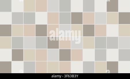 Abstract Geometric Square Mosaic Pattern with Neutral Pastel Tones, Minimalist Tile Grid Vector Background Stock Vector