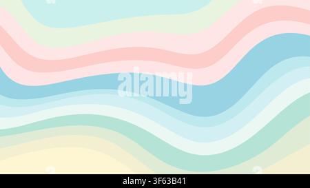 Abstract Pastel Wave Background with Soft Colorful Wavy Lines, Minimalist Modern Vector Design Stock Vector