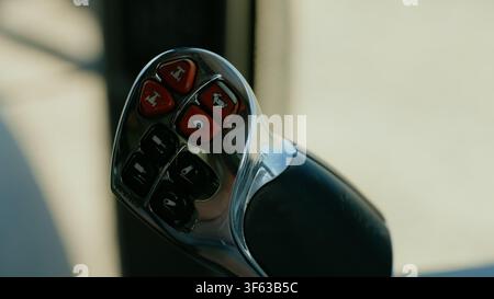 Close Up of Tractor Control Joystick Stock Photo