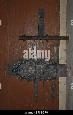 Lock and latch on a historic door Stock Photo