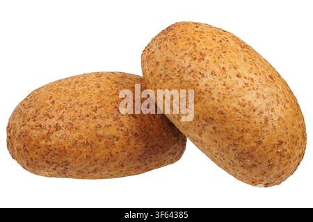 Two bread rolls isolated on white background Stock Photo