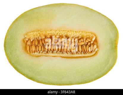 Half cut Galia melon isolated on white background Stock Photo