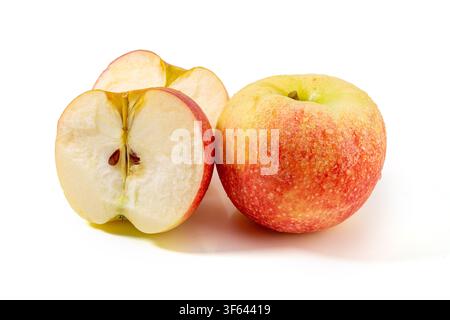 Whole and Half Cut Red Gala Apple Stock Photo
