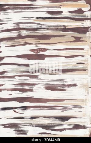 Horizontal striped lines in brown, gray, and white. Hand-painted picture. Stock Photo