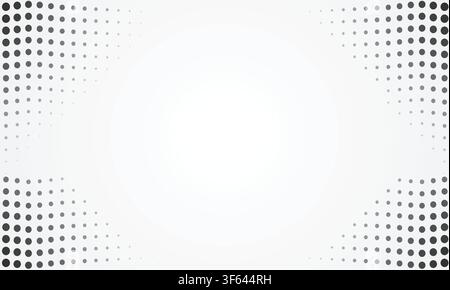 Abstract white vector background featuring black halftone dot pattern corners. Stock Vector