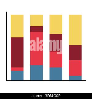 Stacked Bar Chart Illustration for Category Composition and Data Comparison Stock Vector