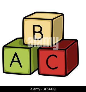 Colorful alphabet baby blocks vector illustration with stacked ABC letters Stock Vector