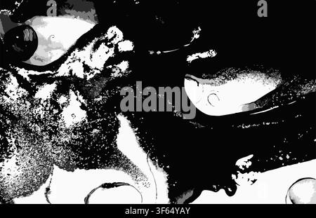 Hand Drawn Ink Marble Black and White Grunge Vector Texture. Stock Vector