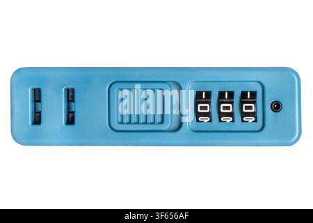 Suitcase security combination lock panel isolated on white background Stock Photo