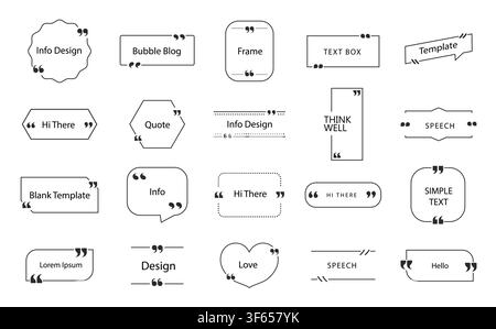 Simple frame design for text or quotes. Outline vector circle, rectangle, square or oval borders. Card or label design. Stock Vector