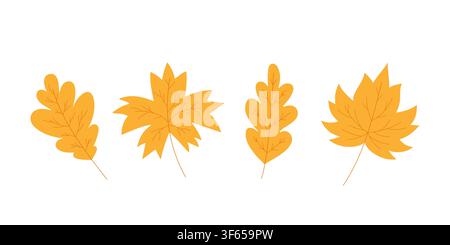 Maple and oak yellow leaves. Flat vector illustration for autumn decor, seasonal, nature designs, and cozy fall-themed projects Stock Vector