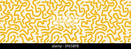 Vintage groovy style coral seamless background. Abstract organic algae inspired forms in yellow tones. Flowing warm curve lines. Playful repeat patter Stock Vector