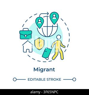 Migrant multi color concept icon Stock Vector