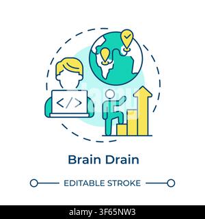 Brain drain multi color concept icon Stock Vector