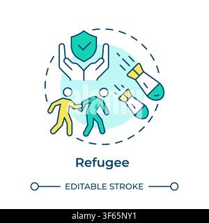 Refugee multi color concept icon Stock Vector