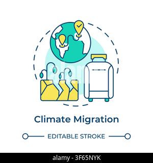 Climate migration multi color concept icon Stock Vector