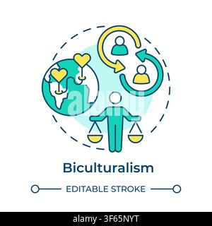 Biculturalism multi color concept icon Stock Vector