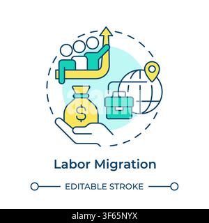 Labor migration multi color concept icon Stock Vector