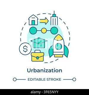 Urbanization multi color concept icon Stock Vector