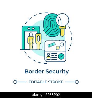 Border security multi color concept icon Stock Vector