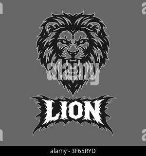 Vector tribal lion logo with text on a background Stock Vector