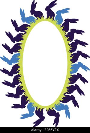Easter bunny empty frame. Easter rabbit template. Spring Easter bunny rabbit silhouette Stock Vector