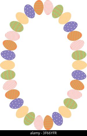 Painted Easter eggs frame with empty space. Copy space on transparent background. Easter egg hunt Stock Vector