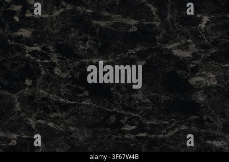 Dark black marble stone texture background with fine gray and white vein patterns. Stock Photo