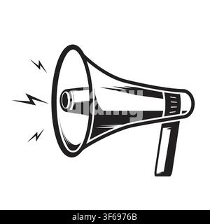 Vintage retro style megaphone loudspeaker icon on white background, vector illustration Stock Vector