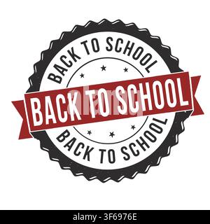 Back to school vintage rubber stamp badge emblem design element on white background, vector illustration Stock Vector