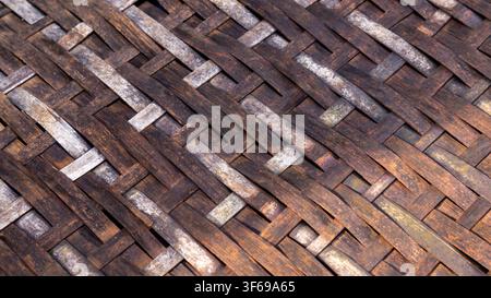 Traditional Woven Bamboo Wall Texture Background Close Up Stock Photo