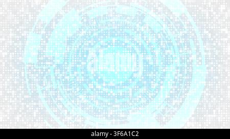 Abstract light blue futuristic technology background with digital hud circle interface and pixel grid pattern for modern cyber network concepts and hi Stock Vector