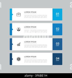 Infographic template with four steps vertical banner business presentation layout design. Stock Vector