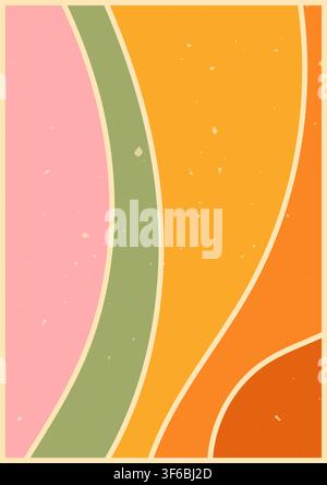 Zebra groovy poster with colorful waves. Stock Vector