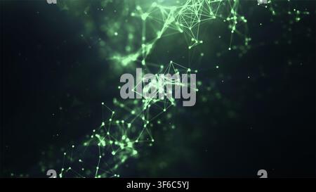 Abstract network of connected nodes and lines forming a futuristic technology background for digital communication, AI, data visualization, and innova Stock Photo