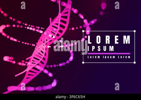 Glowing DNA helix made of particles representing genetics, biotechnology, genomics, medical research, and life science innovation. Stock Vector