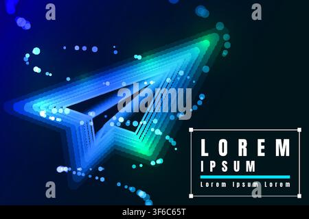 Glowing paper airplane made of particles representing messaging, communication, email, fast delivery, and digital technology. Stock Vector