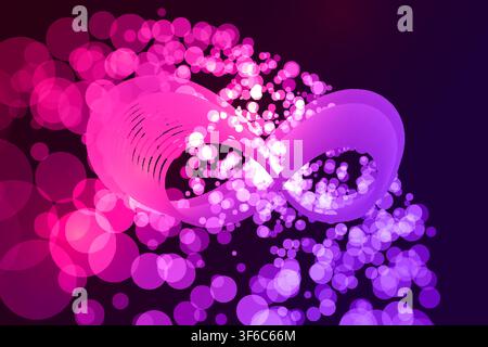 Glowing infinity symbol made of particles representing endless innovation, artificial intelligence, limitless data, and digital technology. Stock Vector