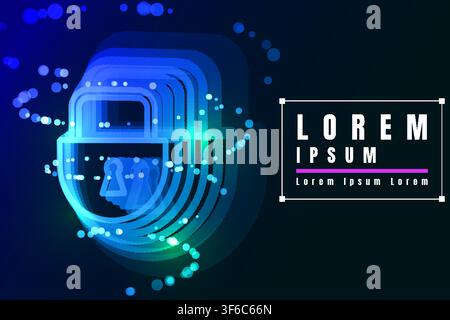 Glowing padlock made of particles representing cybersecurity, data encryption, privacy, secure access, and digital protection. Stock Vector