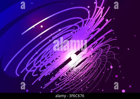 Abstract glowing particle vortex with swirling energy lines, representing artificial intelligence, data flow, quantum computing Stock Vector