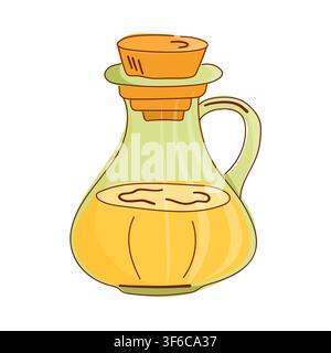 Olive oil bottle clipart for Italian cooking, homemade pasta recipes, healthy meal preparation, restaurant menus. Stock Vector