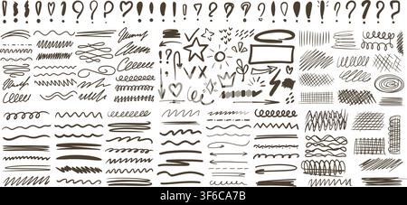 Large set hand-drawn elements for design Stock Vector