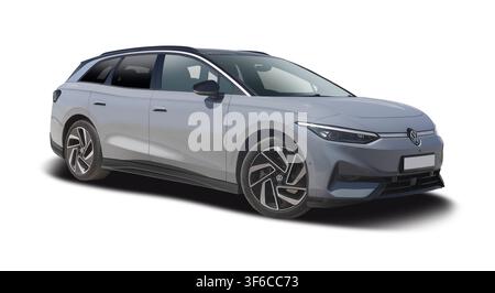 VW ID7 tourer battery electric family car isolated on white background Stock Photo