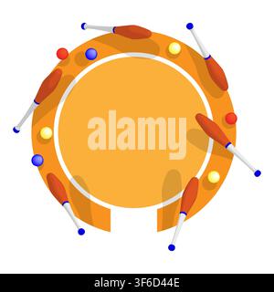 Isometric Circus arena surrounded by flying juggling balls and clubs. Cartoon 3D vector concept isolated on white background Stock Vector