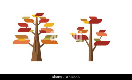 Layered Tiered Triangular Autumn Pine Trees Design with Gradient Colors Stock Vector