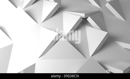 Abstract white triangular pattern forming a minimal modern background with simple geometric shapes, strong angles and soft shadows. Clean, contemporar Stock Photo